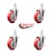 Service Caster 4 Inch Red Polyurethane Wheel Swivel 3/4 Inch Square Stem Caster Set SCC SCC-SQ20S414-PPUB-RED-34-4 - alternate 3